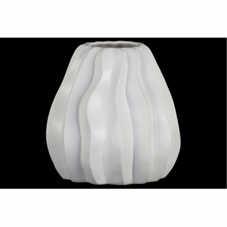 URBAN TRENDS COLLECTION Ceramic Bellied Round Vase with Wave, White - Large 53021